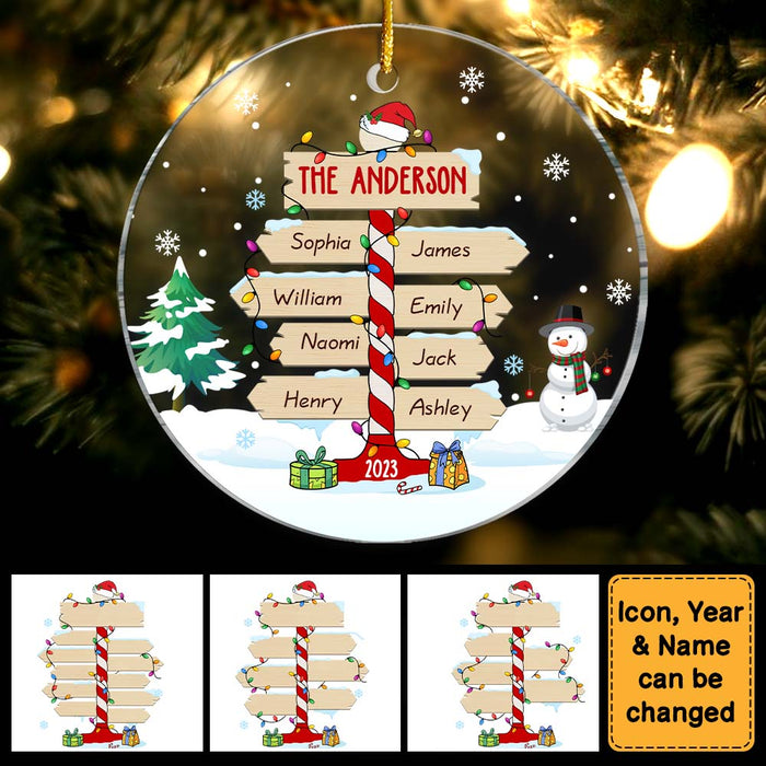 Personalized Gift For Family Christmas Post Sign Circle Ornament 28788 1