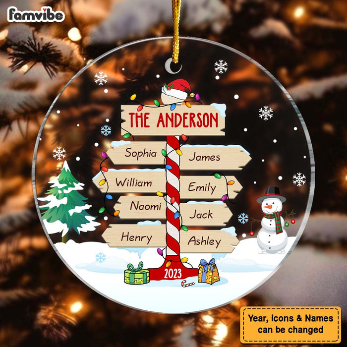 Personalized Gift For Family Christmas Post Sign Circle Ornament 28788 1