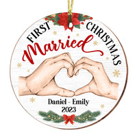 Personalized Gift For Couple First Christmas Circle Ornament 28796 thumb 1