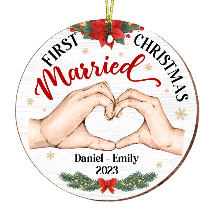 Personalized Gift For Couple First Christmas Circle Ornament 28796 1