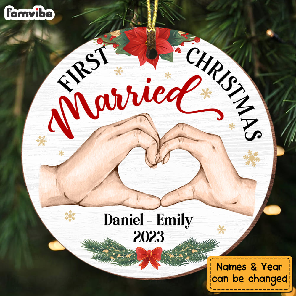 Personalized Gift For Couple First Christmas Circle Ornament 28796 Primary Mockup