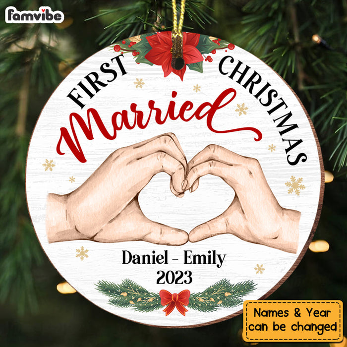 Personalized Gift For Couple First Christmas Circle Ornament 28796 1