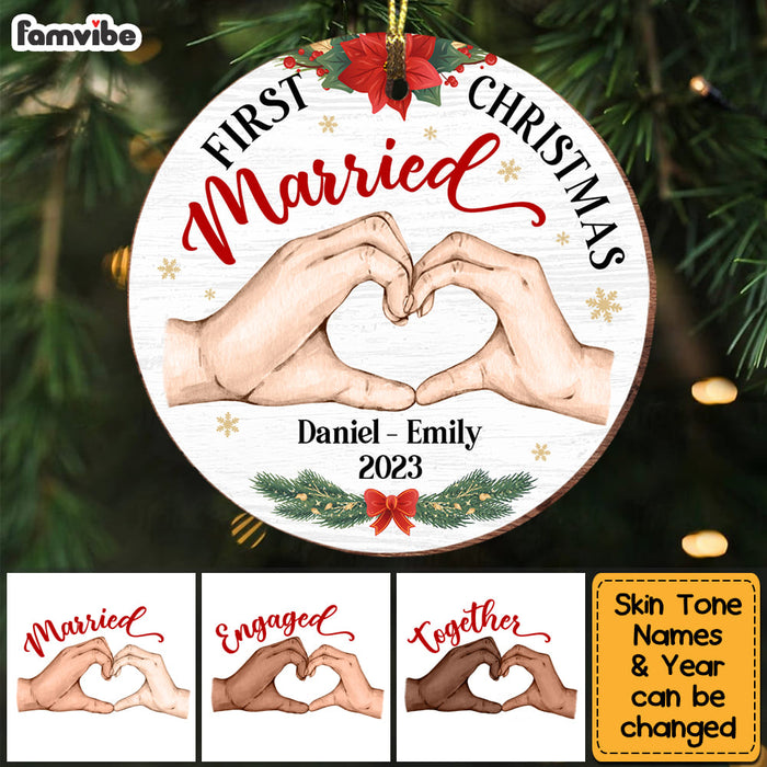 Personalized Gift For Couple First Christmas Circle Ornament 28796 1