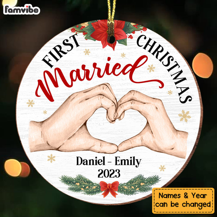 Personalized Gift For Couple First Christmas Circle Ornament 28796 1