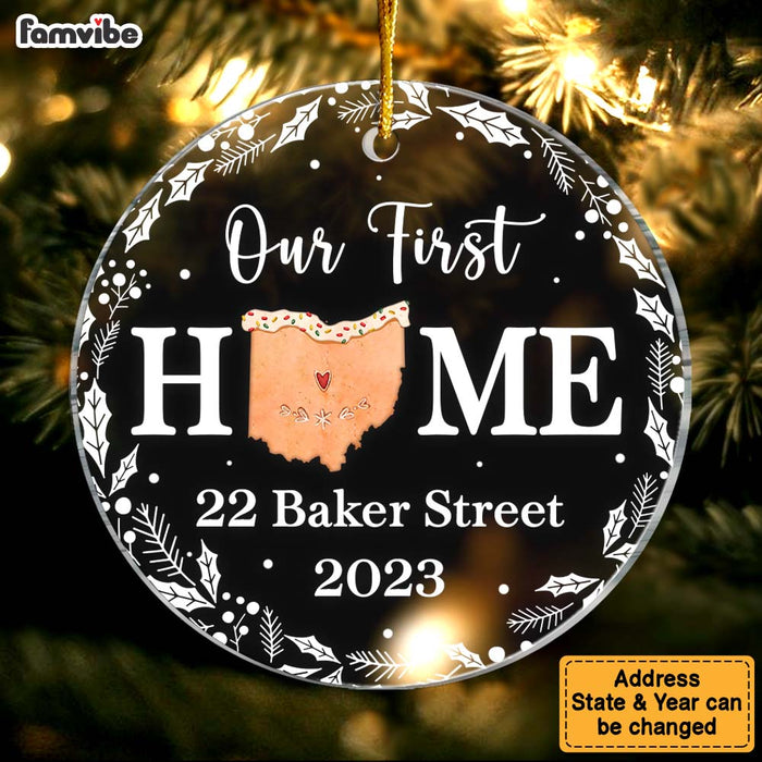 Personalized Christmas Gift For Family Our First Home Acrylic Circle Ornament 28800 1