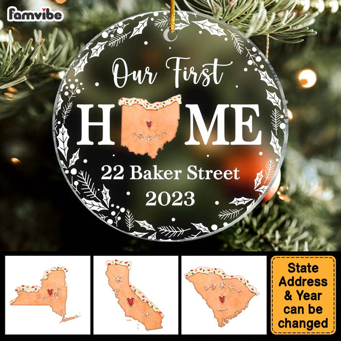 Personalized Christmas Gift For Family Our First Home Acrylic Circle Ornament 28800 1