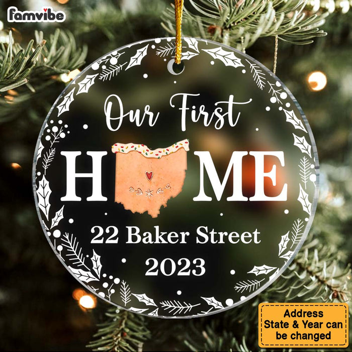 Personalized Christmas Gift For Family Our First Home Acrylic Circle Ornament 28800 1
