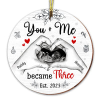 Personalized Gift For Family You Me Became Three Upload Photo Circle Ornament 28805 thumb 1