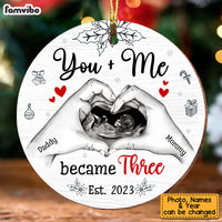 Personalized Gift For Family You Me Became Three Upload Photo Circle Ornament 28805 thumb 1