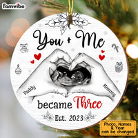 Personalized Gift For Family You Me Became Three Upload Photo Circle Ornament 28805 thumb 1