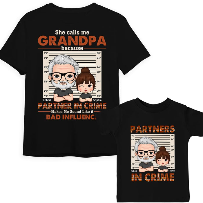 Personalized Grandpa Granddaughter Partner in Crime Adult And Kid Tee 28813 1