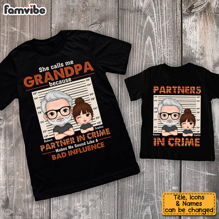 Personalized Grandpa Granddaughter Partner in Crime Adult And Kid Tee 28813 1