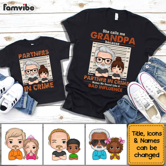 Personalized Grandpa Granddaughter Partner in Crime Adult And Kid Tee 28813 1