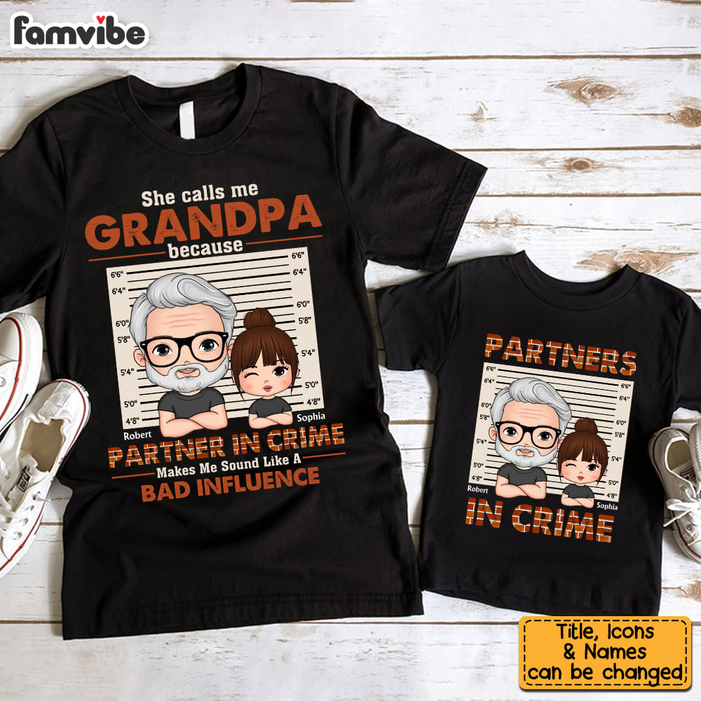 Personalized Grandpa Granddaughter Partner in Crime Adult And Kid Tee 28813 Primary Mockup