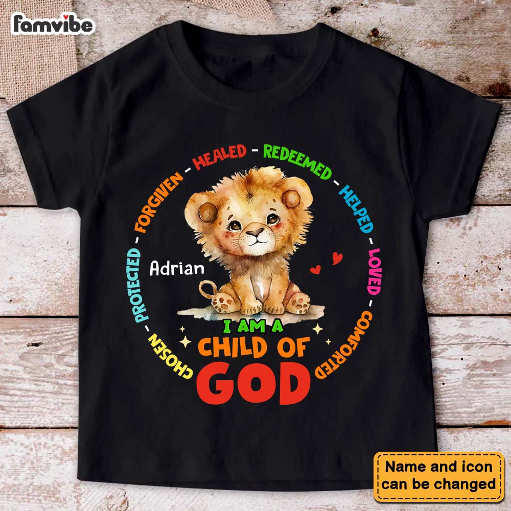 Personalized Gift For Grandson I Am A Child Of God Baby Lion Kid T Shirt 28814 Mockup Black