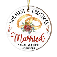 Personalized Gift For Couple First Christmas Married Heart Ornament 28815 Circle Ornament thumb 1