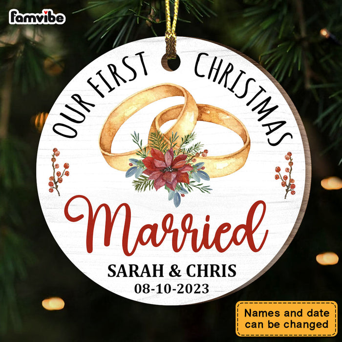Personalized Gift For Couple First Christmas Married Heart Ornament 28815 Circle Ornament 1