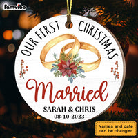 Personalized Gift For Couple First Christmas Married Heart Ornament 28815 Circle Ornament thumb 1