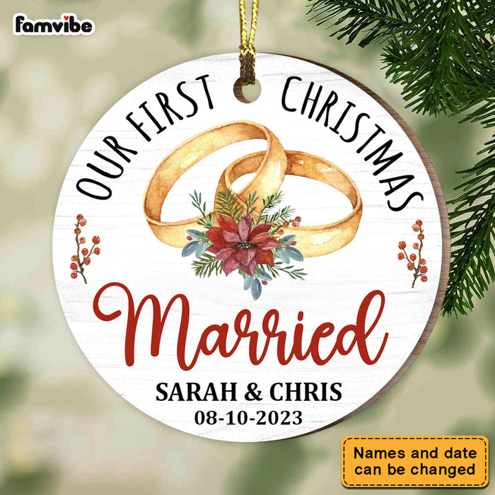 Personalized Gift For Couple First Christmas Married Heart Ornament 28815 Circle Ornament 1