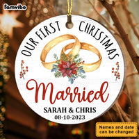 Personalized Gift For Couple First Christmas Married Heart Ornament 28815 Circle Ornament thumb 1