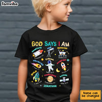 Personalized Gift For Grandson God Says I Am Space Theme Kid T Shirt 28819 thumb 1