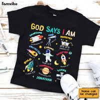 Personalized Gift For Grandson God Says I Am Space Theme Kid T Shirt 28819 thumb 1