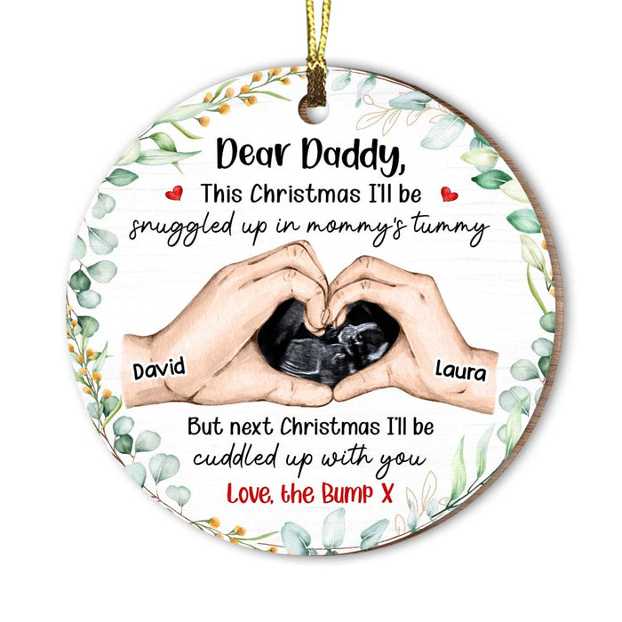 Personalized Pregnancy Scan Daddy To Be Hands Print Circle Ornament 28822 1