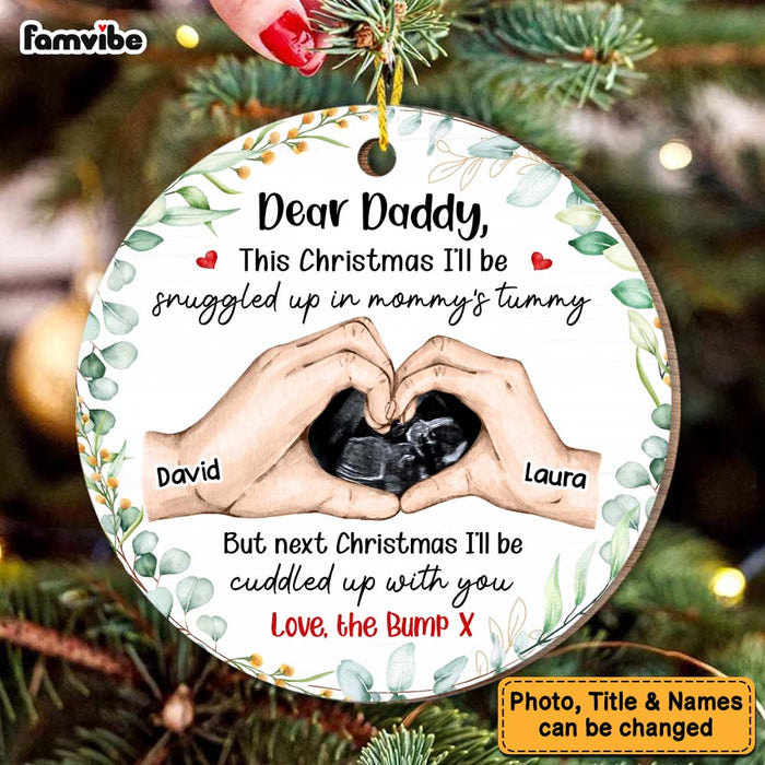 Personalized Pregnancy Scan Daddy To Be Hands Print Circle Ornament 28822 1