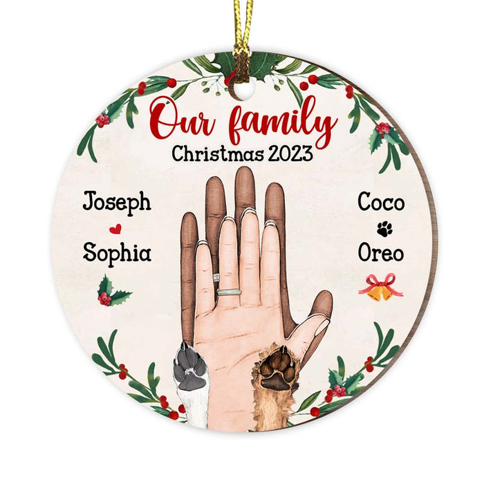 Personalized Gift For Pet Lovers Merry Christmas Hand Sign Circle Ornament 28823 1
