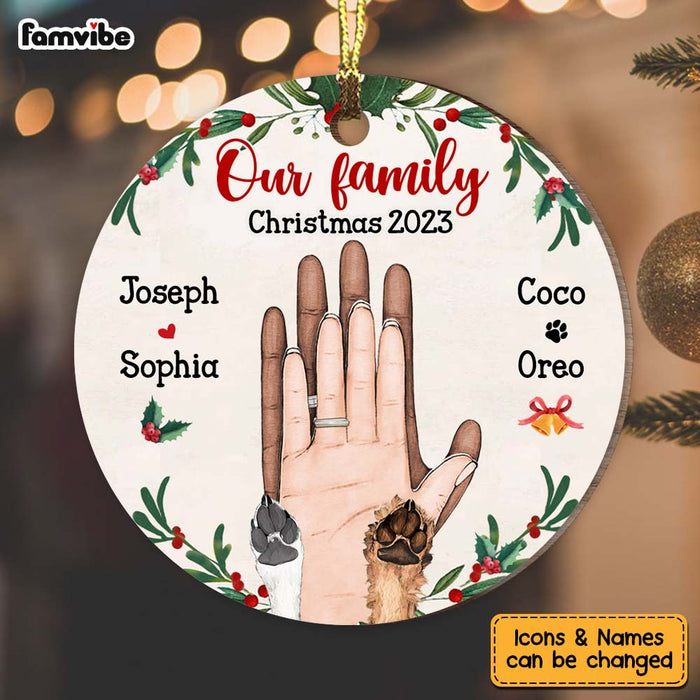 Personalized Gift For Pet Lovers Merry Christmas Hand Sign Circle Ornament 28823 1