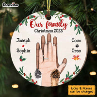 Personalized Gift For Pet Lovers Merry Christmas Hand Sign Circle Ornament 28823 thumb 1