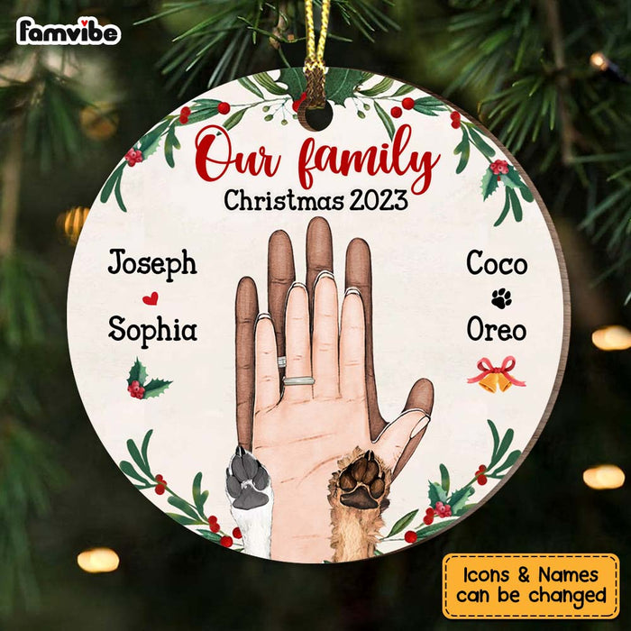 Personalized Gift For Pet Lovers Merry Christmas Hand Sign Circle Ornament 28823 1
