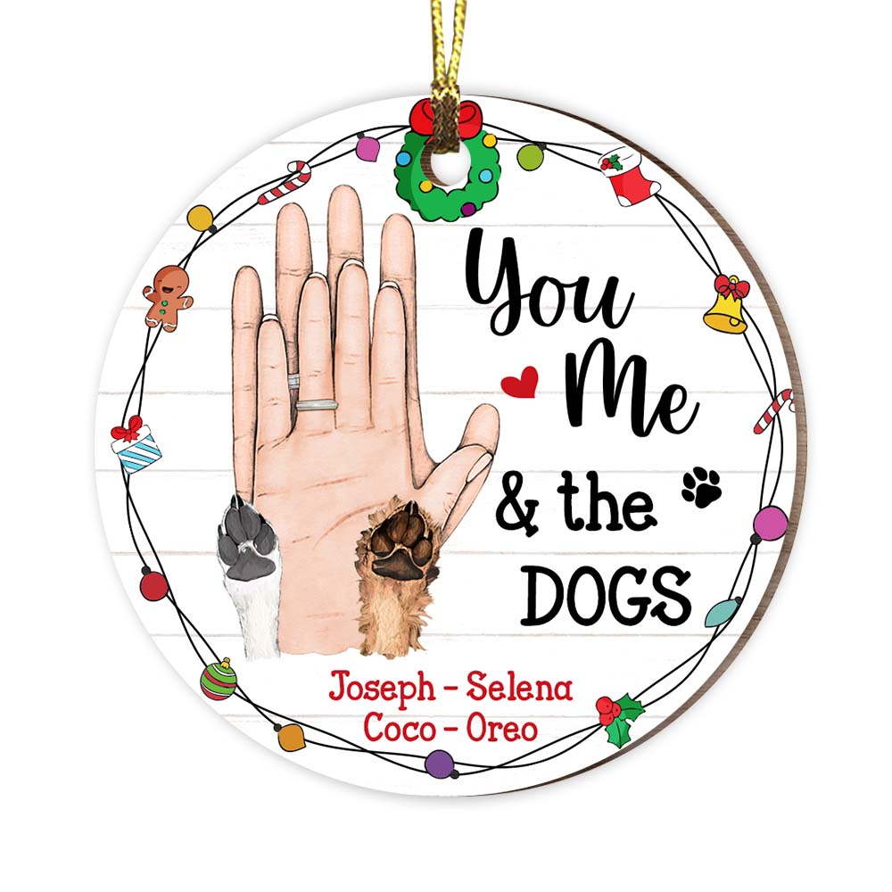 Personalized Gift For Dog Lovers You Me And The Dogs Circle Ornament 28825 Primary Mockup