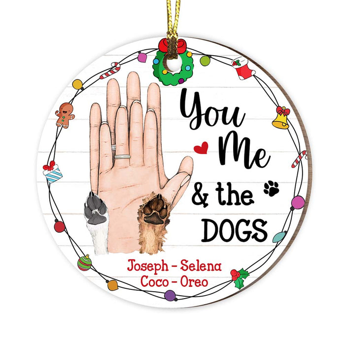 Personalized Gift For Dog Lovers You Me And The Dogs Circle Ornament 28825 1