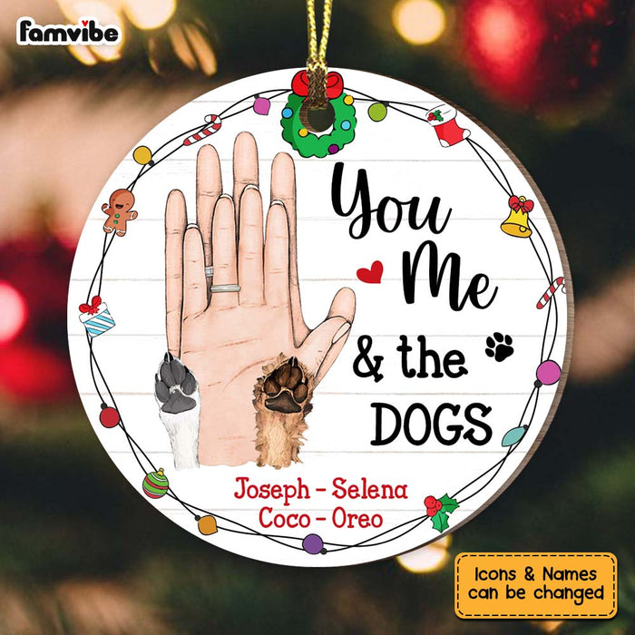 Personalized Gift For Dog Lovers You Me And The Dogs Circle Ornament 28825 1