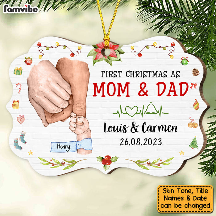 Personalized First Christmas As Mom And Dad Benelux Ornament 28827 1