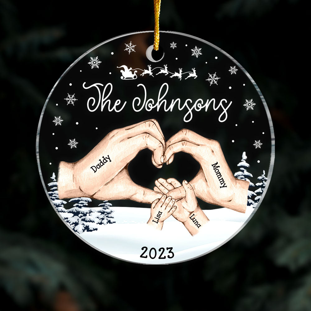 Personalized Family Hands Christmas Circle Ornament 28828 Primary Mockup