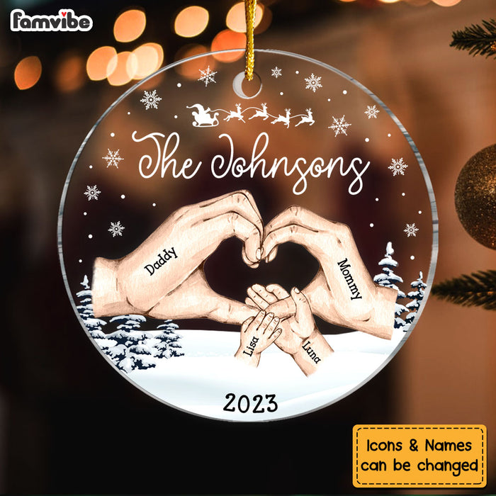 Personalized Family Hands Christmas Circle Ornament 28828 1
