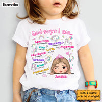 Personalized God Says I Am Granddaughter Kid T Shirt 28836 thumb 1