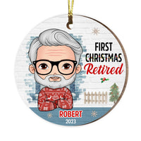 Personalized First Christmas Gift For Grandpa Retired 2023 Circle Ornament 28851 thumb 1