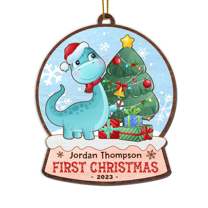 Personalized Gift For Grandson First Christmas Dinosaur Ornament 28855 1