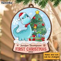Personalized Gift For Grandson First Christmas Dinosaur Ornament 28855 thumb 1