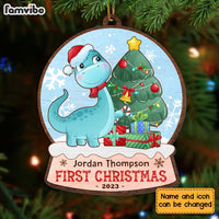 Personalized Gift For Grandson First Christmas Dinosaur Ornament 28855 thumb 1