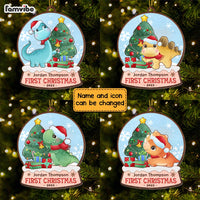 Personalized Gift For Grandson First Christmas Dinosaur Ornament 28855 thumb 1