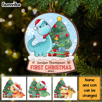 Personalized Gift For Grandson First Christmas Dinosaur Ornament 28855 thumb 1