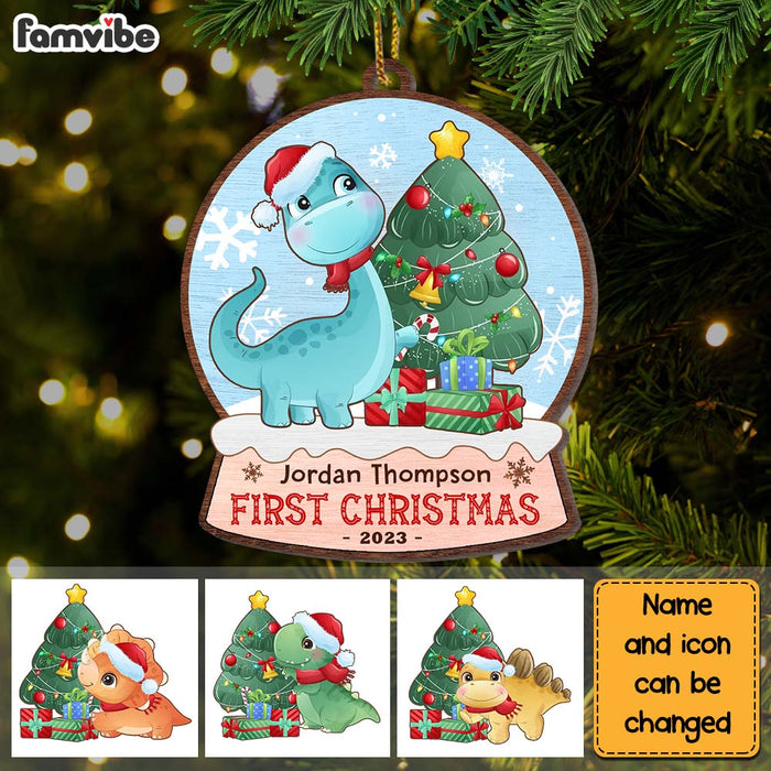 Personalized Gift For Grandson First Christmas Dinosaur Ornament 28855 1