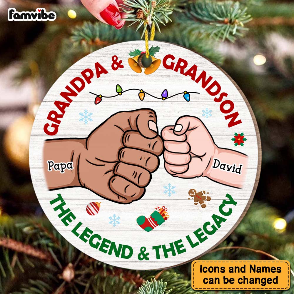 Personalized Grandpa and Grandson Legend Legacy Circle Ornament 28861 Primary Mockup