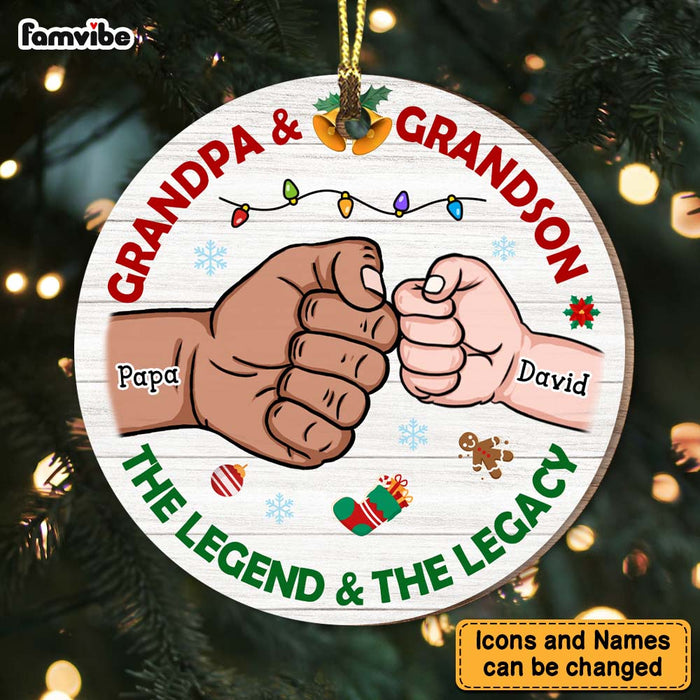 Personalized Grandpa and Grandson Legend Legacy Circle Ornament 28861 1