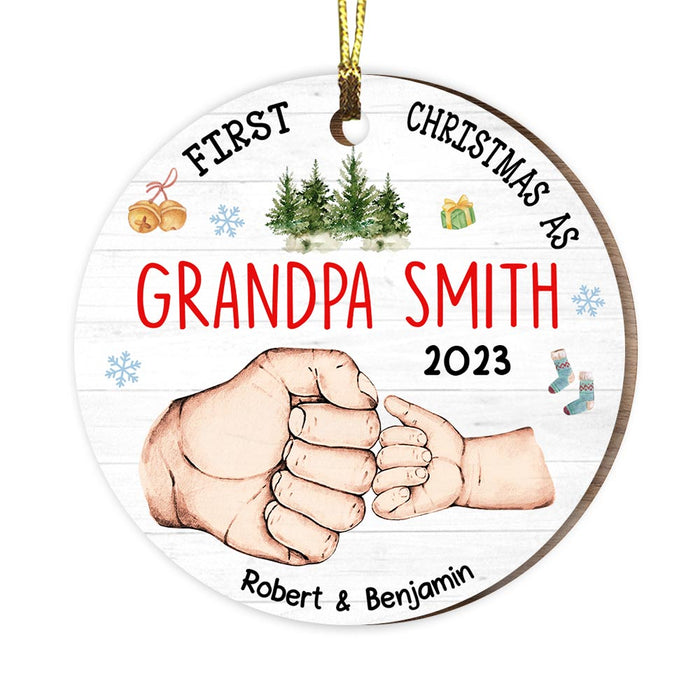 Personalized Gift For Grandpa First Christmas Circle Ornament 28863 1