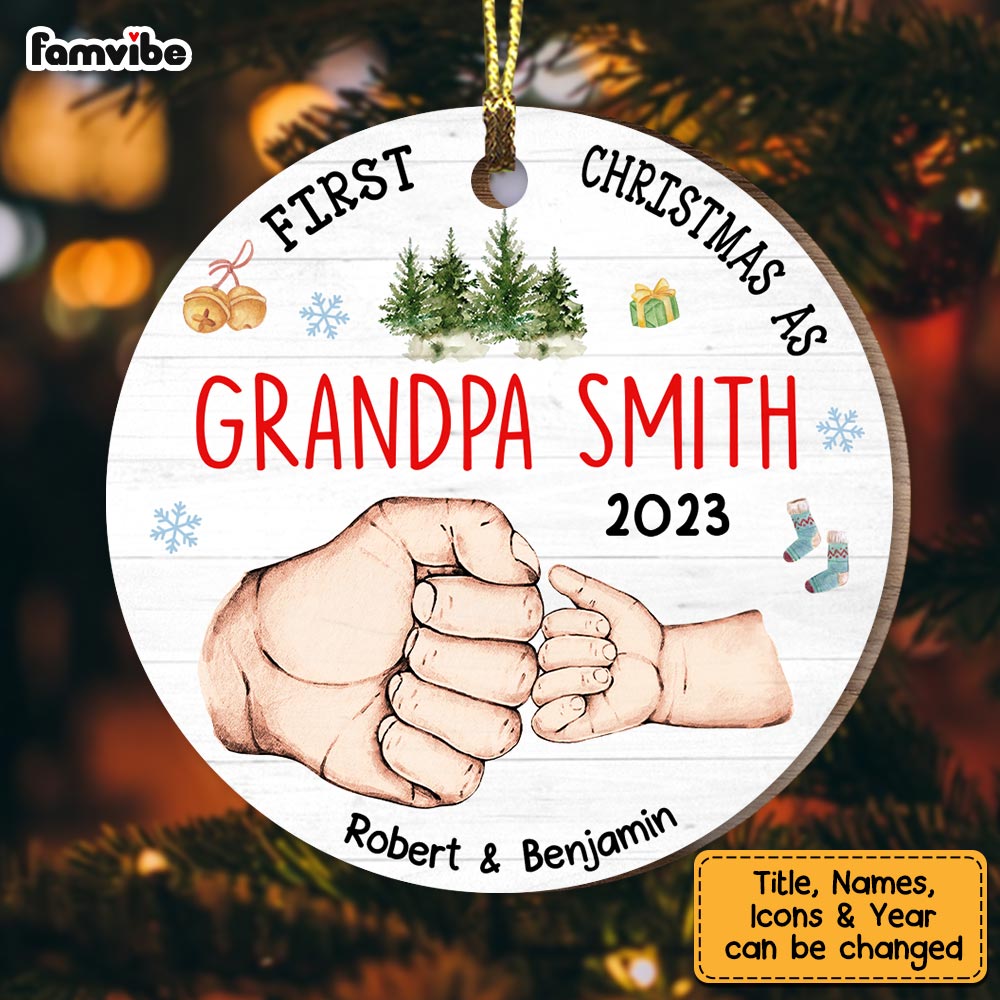 Personalized Gift For Grandpa First Christmas Circle Ornament 28863 Primary Mockup